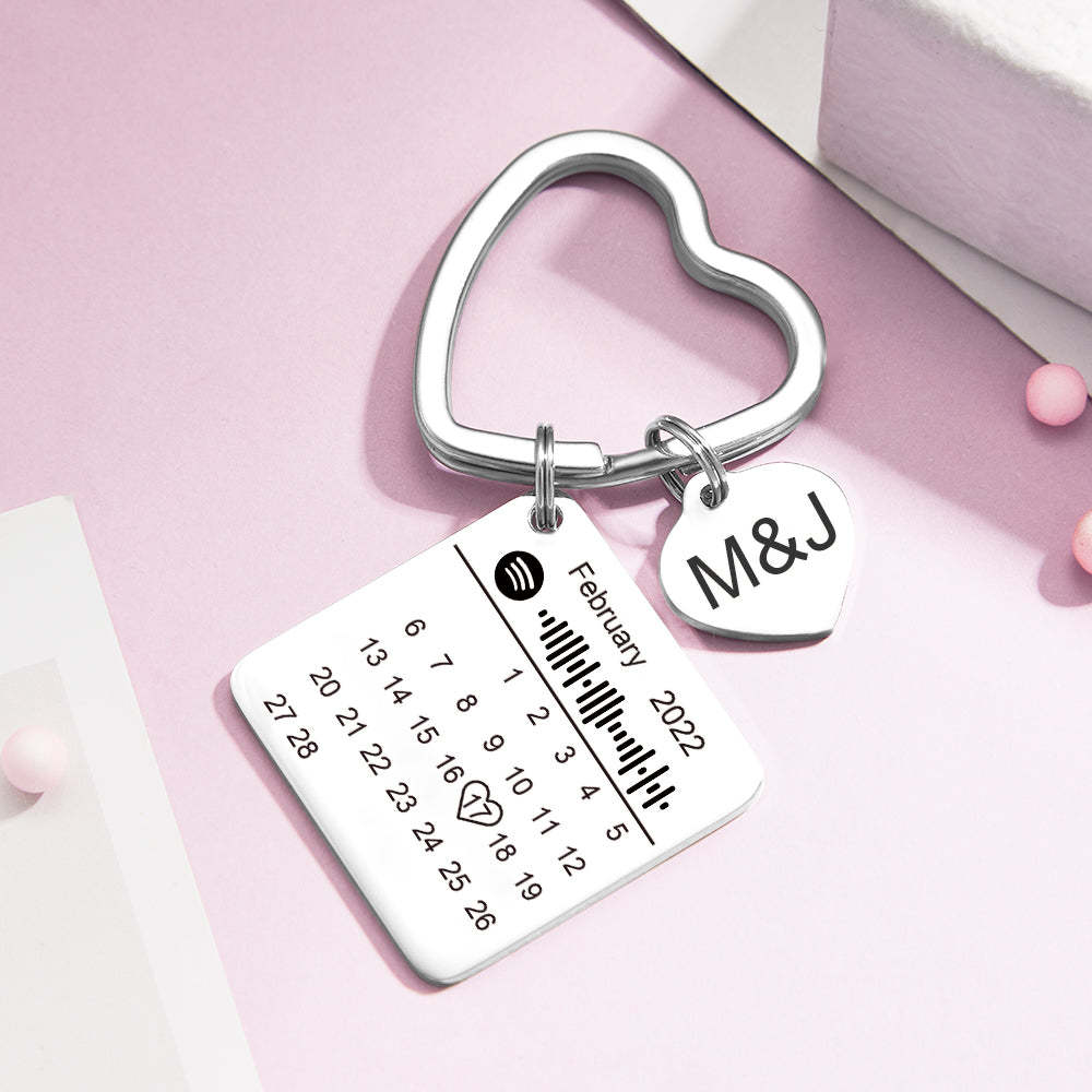 Calendrier Spotify Personnalisé, Porte-clés Photo, Cadeaux D'anniversaire, En Forme De Cœur, Cadeau De Couple - mademinefr