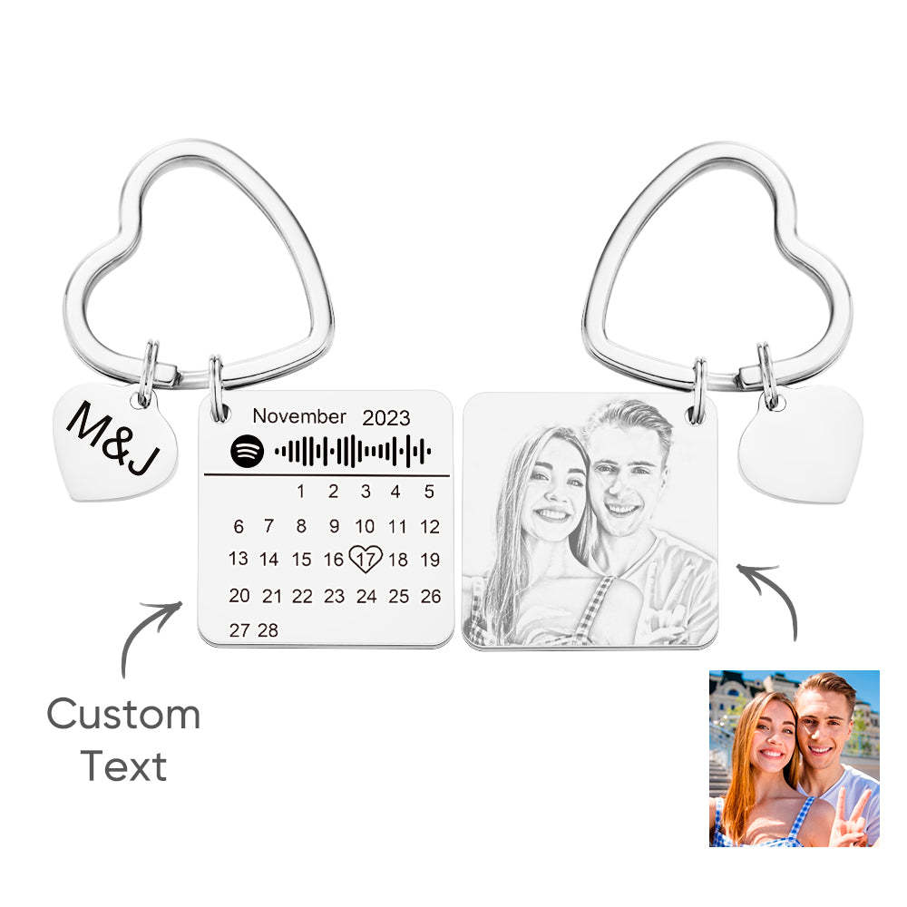 Calendrier Spotify Personnalisé, Porte-clés Photo, Cadeaux D'anniversaire, En Forme De Cœur, Cadeau De Couple - mademinefr