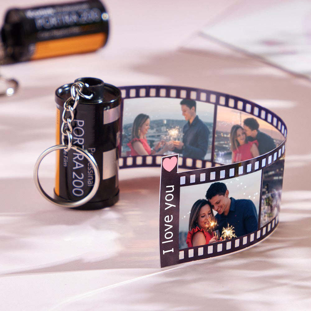 Porte-clés Personnalisé En Rouleau D'images Avec Cadeaux Texte Pour Couple - mademinefr