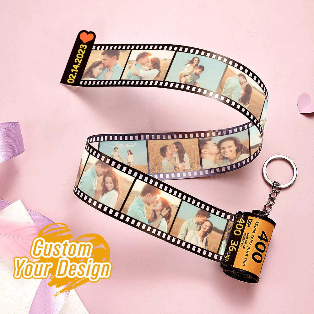 Porte-clés Personnalisé En Rouleau De Film Avec Photo Et Nom, Porte-clés D'appareil Photo Personnalisé, Cadeaux De Film Pour Amoureux - mademinefr