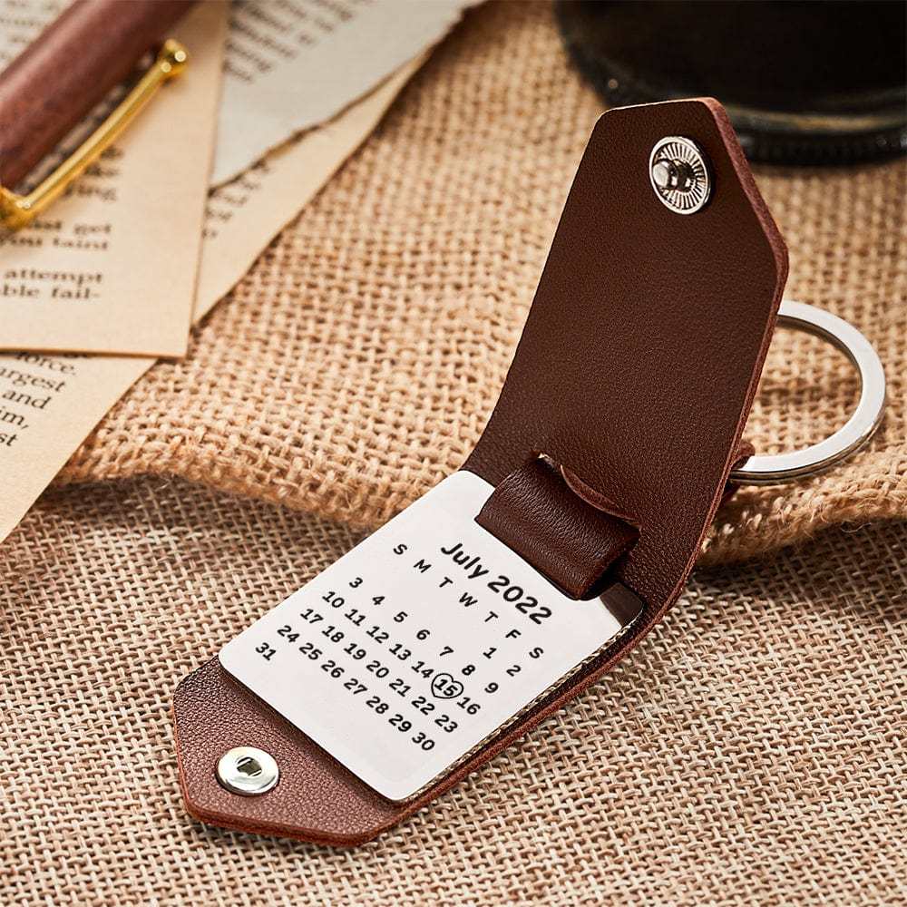Porte-clés En Cuir Personnalisé, Cadeaux De Couple, Gravure Personnalisée, Cadeau D'anniversaire Pour Couple - mademinefr