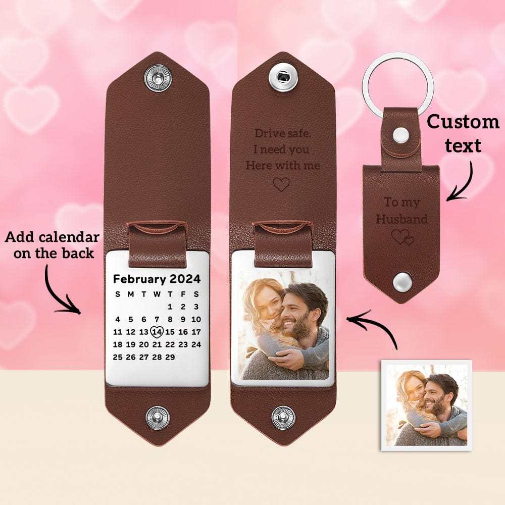 Porte-clés En Cuir Personnalisé, Cadeaux De Couple, Gravure Personnalisée, Cadeau D'anniversaire Pour Couple - mademinefr