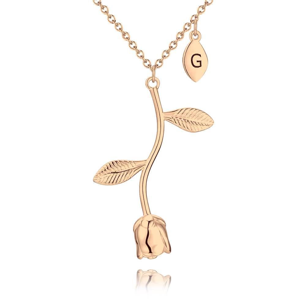 Collier Initial, Collier Rose Pour Femme Bijoux D'été Plaqué Or Rose - Or Rose - mademinefr
