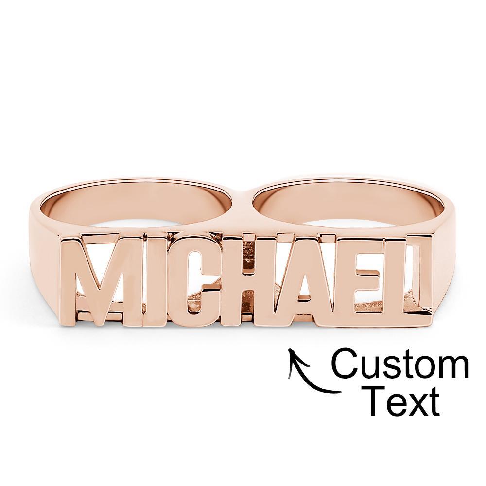 Bague Personnalisée À Deux Doigts Avec Nom, Bague Double Pour Hommes - mademinefr