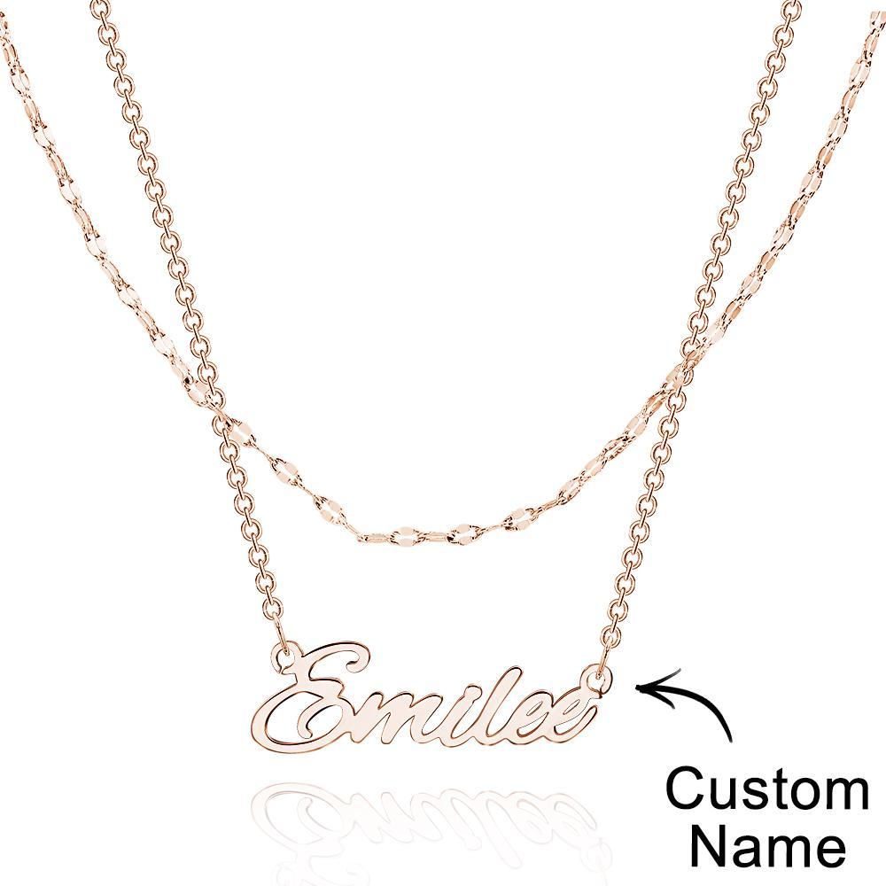 Collier Personnalisé En Couches, Collier Avec Nom Personnalisé, Cadeaux D'anniversaire Pour Elle - mademinefr