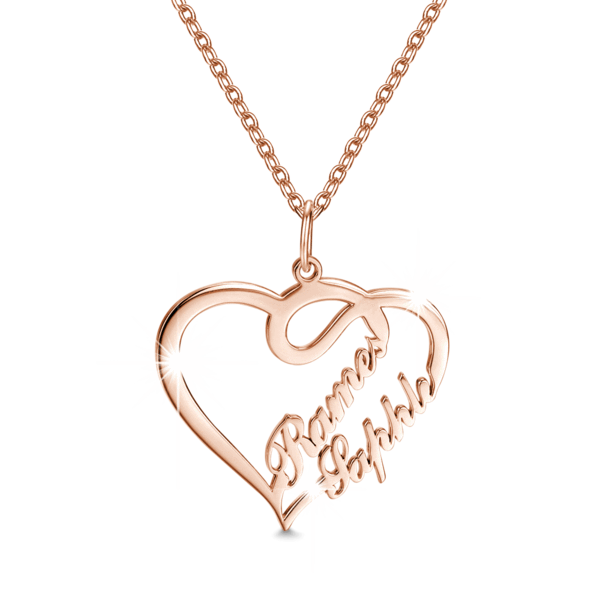 Collier Personnalisé Avec Deux Noms Et Cœurs Superposés, Plaqué Or 14 Carats, Pour Elle - mademinefr