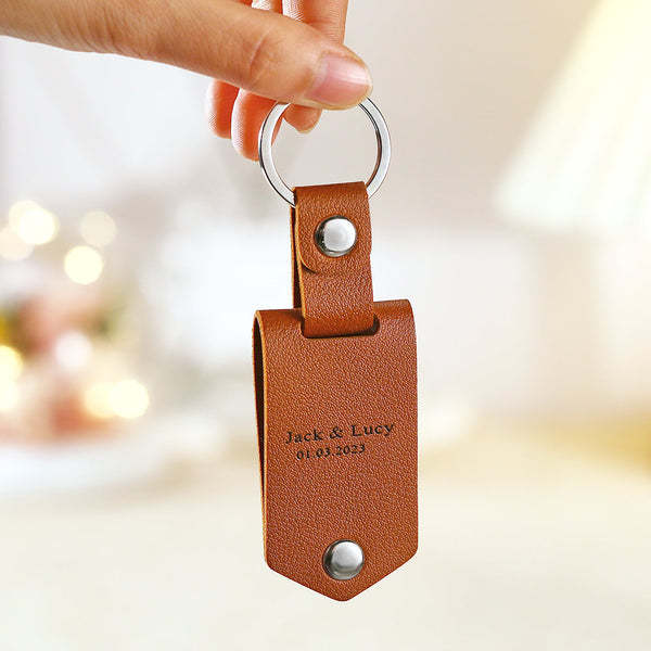 Porte-clés En Cuir Personnalisé, Cadeaux De Couple, Gravure Personnalisée, Cadeau D'anniversaire Pour Couple - mademinefr