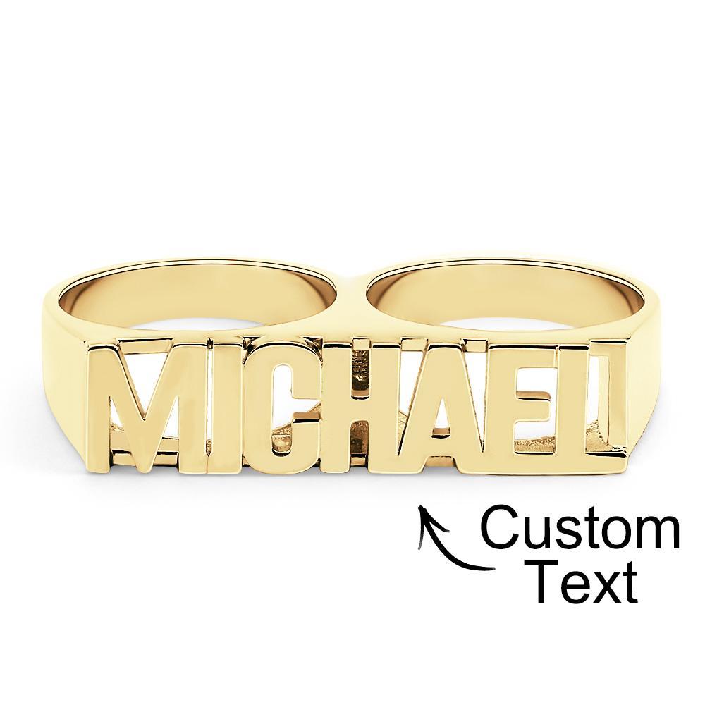 Bague Personnalisée À Deux Doigts Avec Nom, Bague Double Pour Hommes - mademinefr