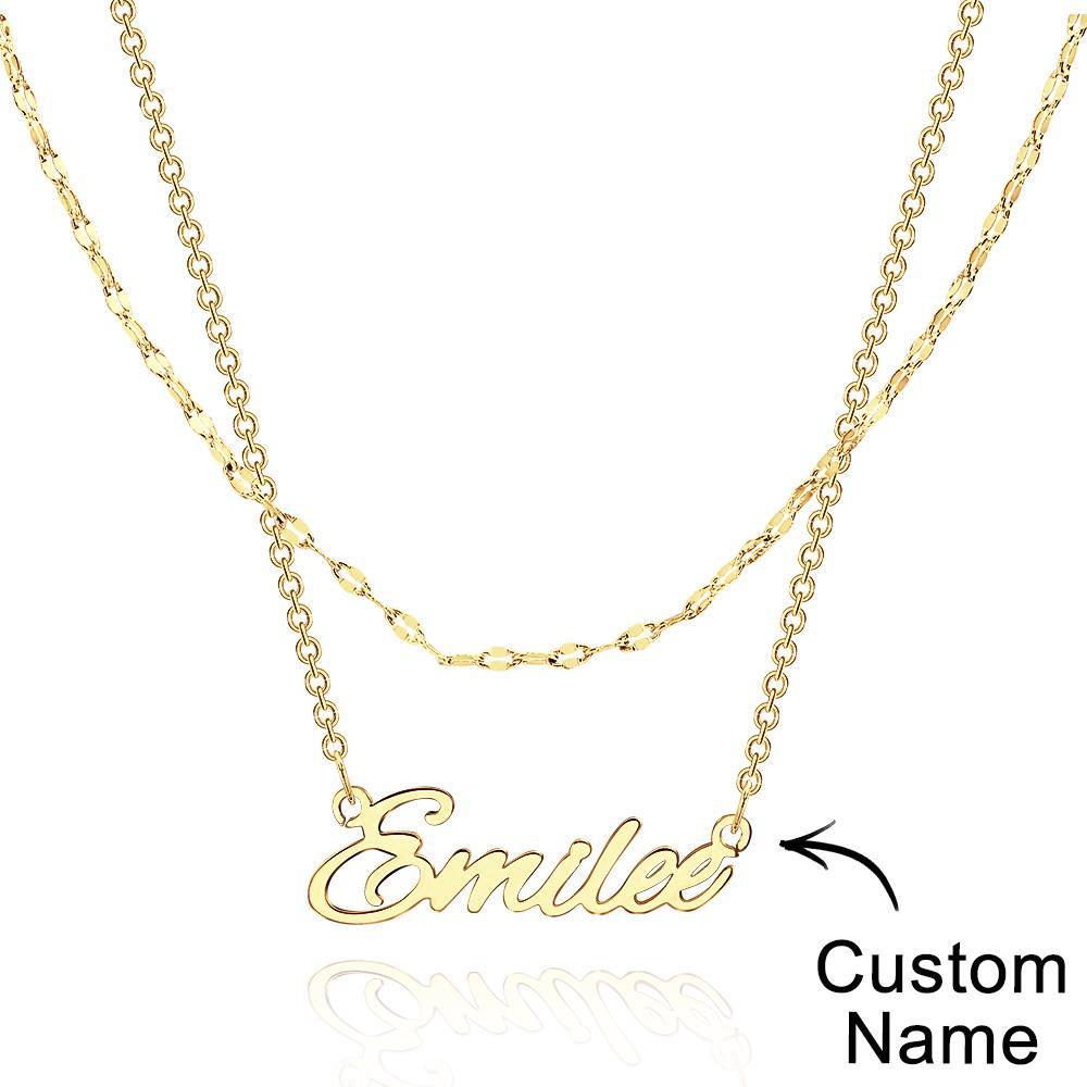 Collier Personnalisé En Couches, Collier Avec Nom Personnalisé, Cadeaux D'anniversaire Pour Elle - mademinefr