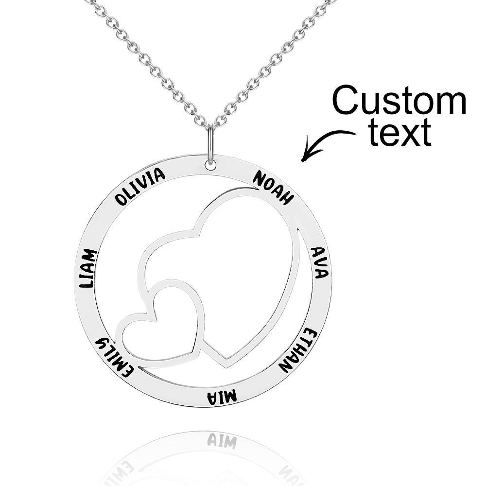 Collier Avec Nom Gravé Avec Double Cercle De Cœurs, Pendentif Élégant, Bijoux Cadeaux Pour Elle - mademinefr
