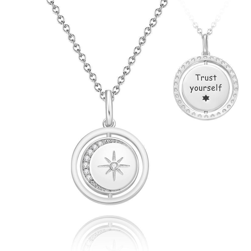Collier Gravé, Pièce De Bénédiction, Cadeau Pour Elle, Argent Plaqué Or Rose - mademinefr