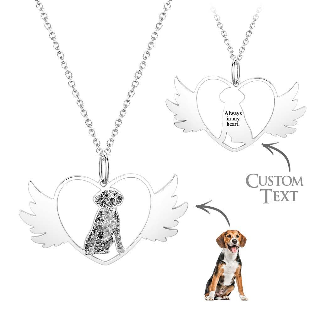 Collier Personnalisé Avec Photo Gravée, Ange, Animal De Compagnie, Cadeau Souvenir - mademinefr
