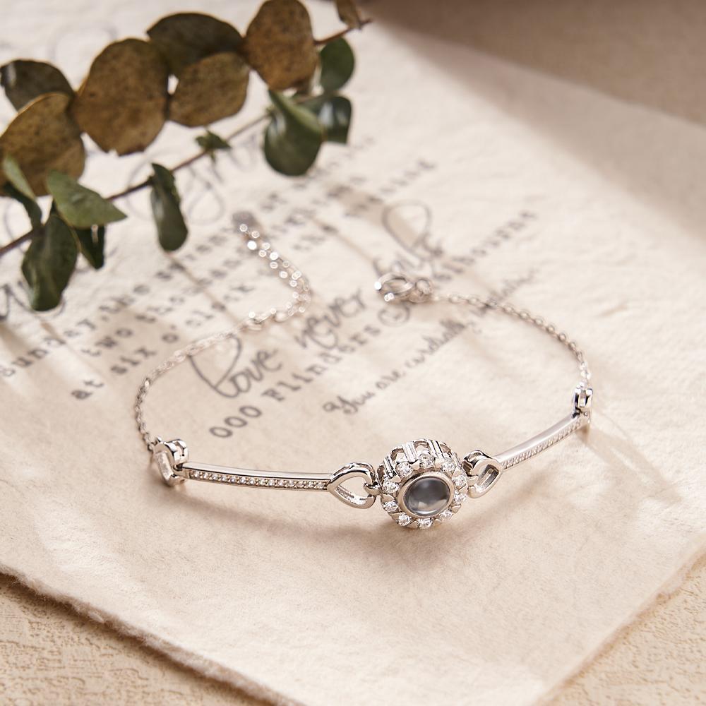 Bracelet De Projection Personnalisé Coeur Cadeau Unique Pour Elle - mademinefr