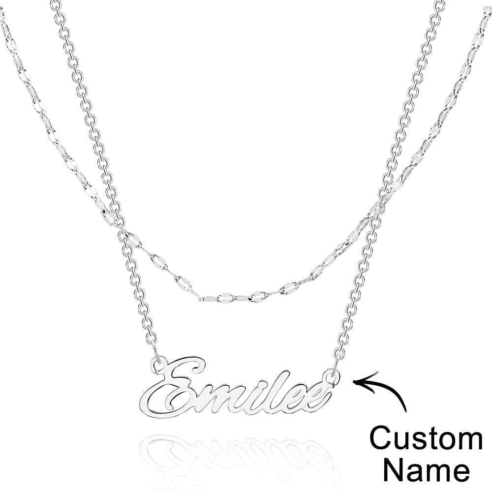 Collier Personnalisé En Couches, Collier Avec Nom Personnalisé, Cadeaux D'anniversaire Pour Elle - mademinefr