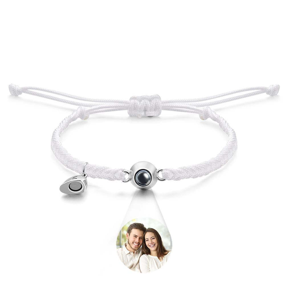 Bracelet De Projection Personnalisé, Lettre Personnalisée, Cœur Tissé, Cadeau De Couple Magnétique - mademinefr