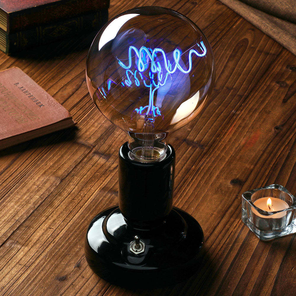 Lampe De Modélisation À Filament Led Edison, Texte Personnalisé, Ampoules Douces, Base De Lampe Noire Décorative Vintage - mademinefr