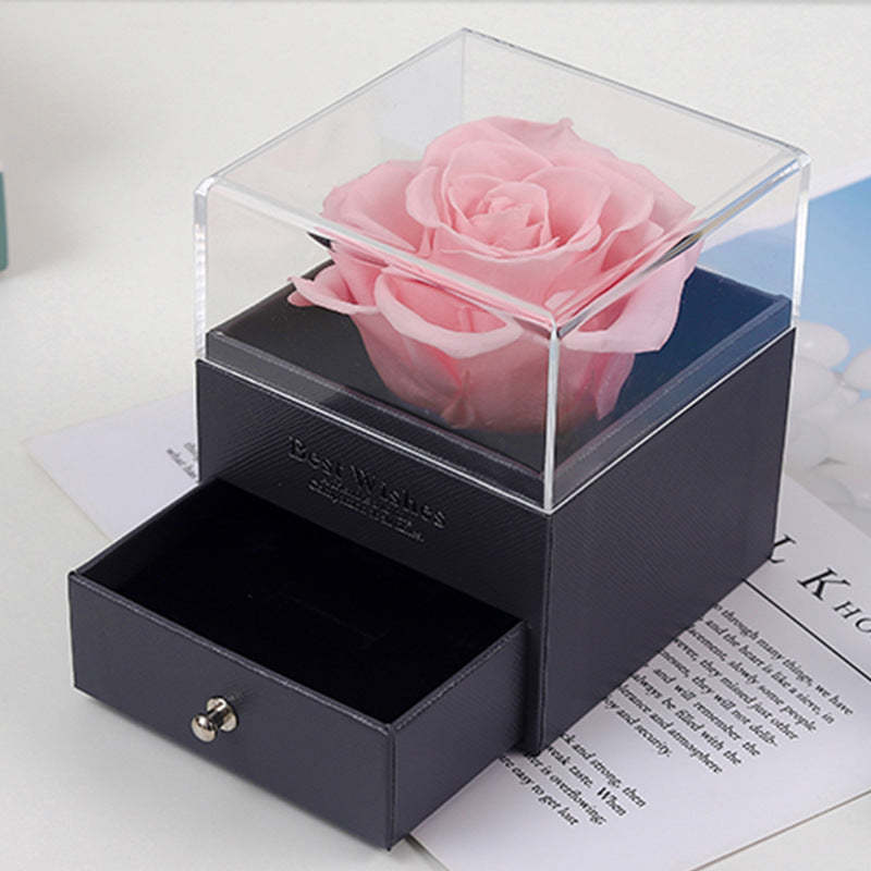 Coffret Cadeau À Bijoux En Vraie Rose, Fleur Préservée, Cadeau Éternel Pour Elle - mademinefr