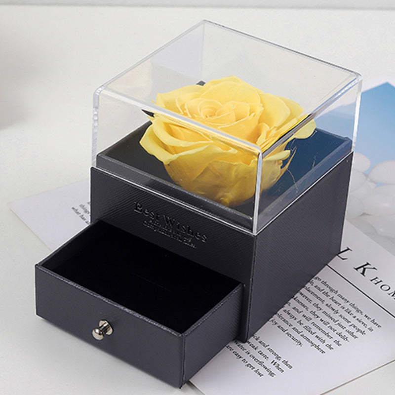 Coffret Cadeau À Bijoux En Vraie Rose, Fleur Préservée, Cadeau Éternel Pour Elle - mademinefr
