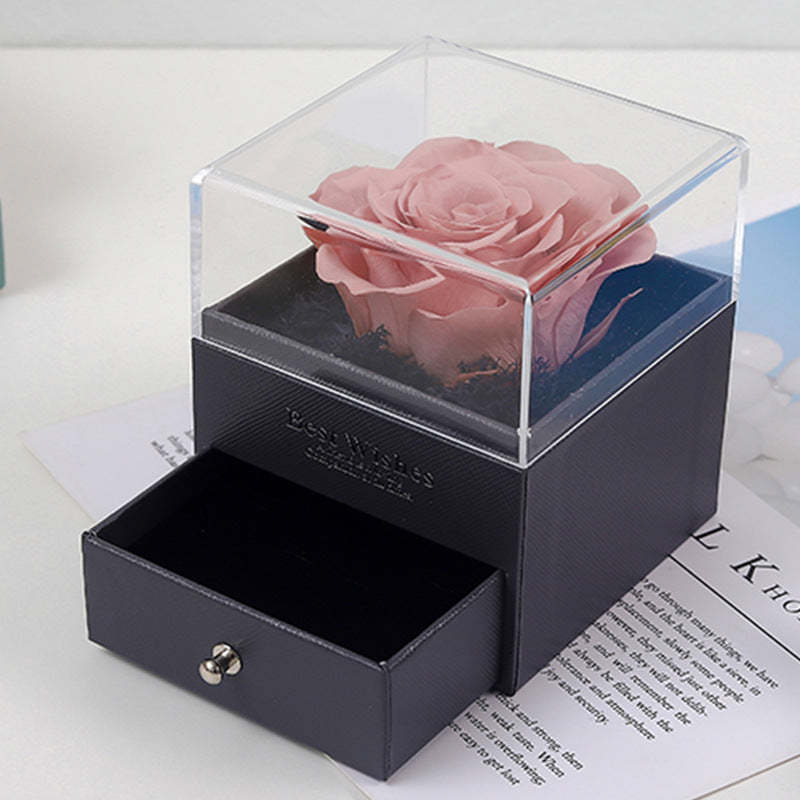 Coffret Cadeau À Bijoux En Vraie Rose, Fleur Préservée, Cadeau Éternel Pour Elle - mademinefr