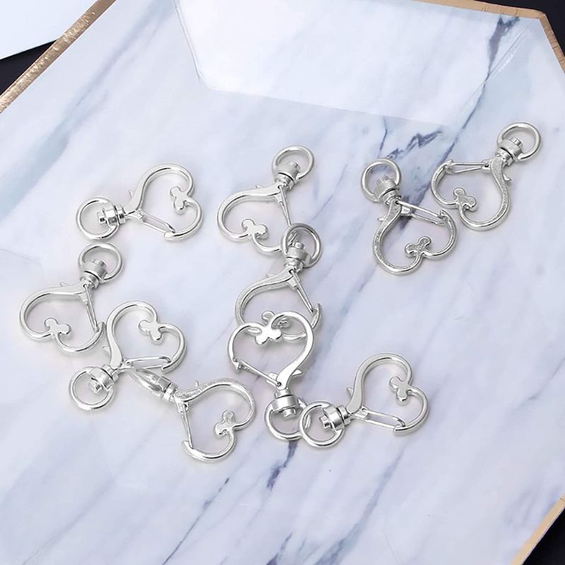 Mousqueton Pivotant En Forme De Cœur, Porte-clés À Ressort En Métal, Fermoir Mousqueton, Argent - mademinefr