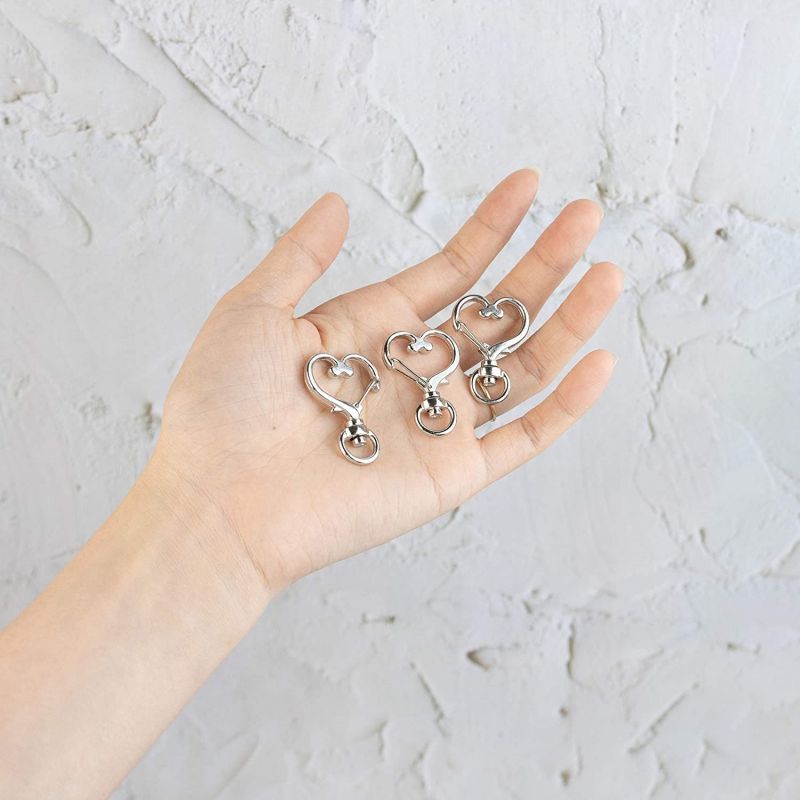 Mousqueton Pivotant En Forme De Cœur, Porte-clés À Ressort En Métal, Fermoir Mousqueton, Argent - mademinefr