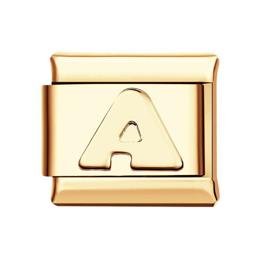 Lettre A - Charm Italien Or Pour Bracelets Charms Italiens Lien Composable - mademinefr