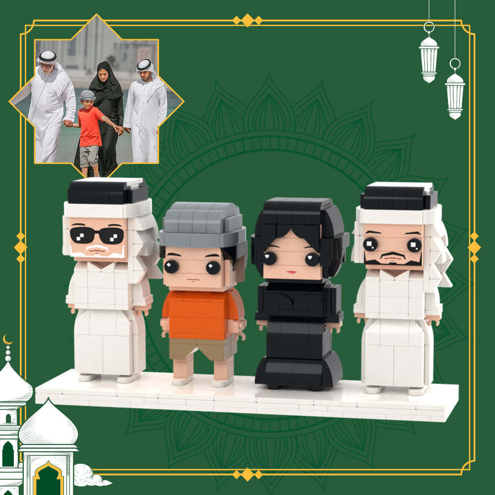 Cadeaux De Famille Amusants Corps Complet Personnalisable 4 Personnes Figurines En Brique Personnalisées Petit Bloc De Particules - mademinefr