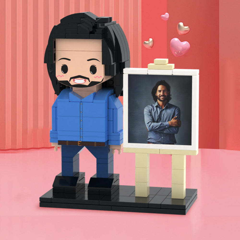 Cadeaux Pour Lui, Corps Complet, Figurines En Brique Personnalisées Pour 1 Personne, Figurines En Brique Personnalisées Avec Cadre, Petit Bloc De Particules, Jouet - mademinefr