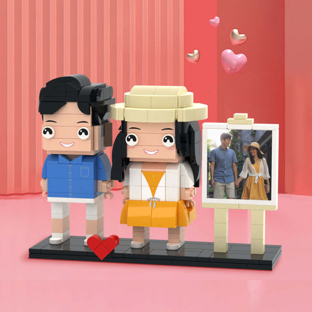 Cadeaux De Couple Doux, Corps Complet Personnalisable, Cadre Photo Pour 2 Personnes, Figurines En Brique Personnalisées - mademinefr