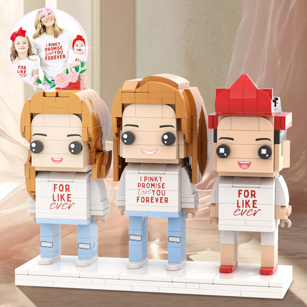 Cadeau Pour Maman Figurines En Brique Cadeau Personnalisé Pour La Fête Des Mères Pour Maman Et Enfants Personnalisable Entièrement Corps 3 Personnes Figurines En Brique Personnalisées - mademinefr