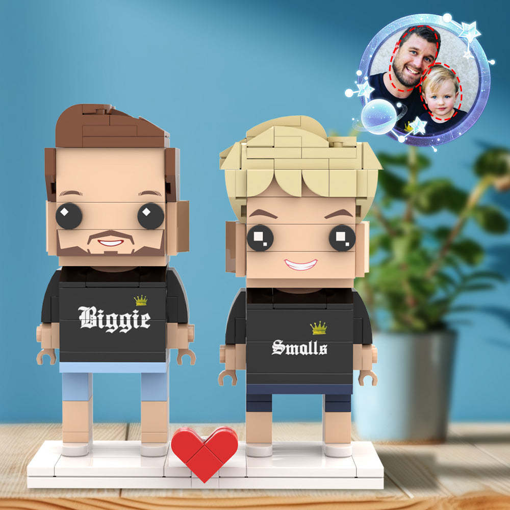 Fête Des Pères Correspondant Au Roi Et Au Prince Biggie Smalls Chemise Tête Personnalisable 2 Personnes Figurines En Brique Personnalisées Pour Papa Le Jour De Papa - mademinefr