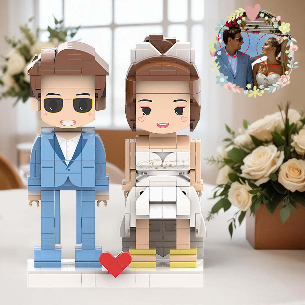 Belle Robe Et Costume De Style De Mariage Grec, Figurines De Couple En Brique De Mariage En Mer, Figurines De Brique De Tête Personnalisées Pour Anniversaire - mademinefr