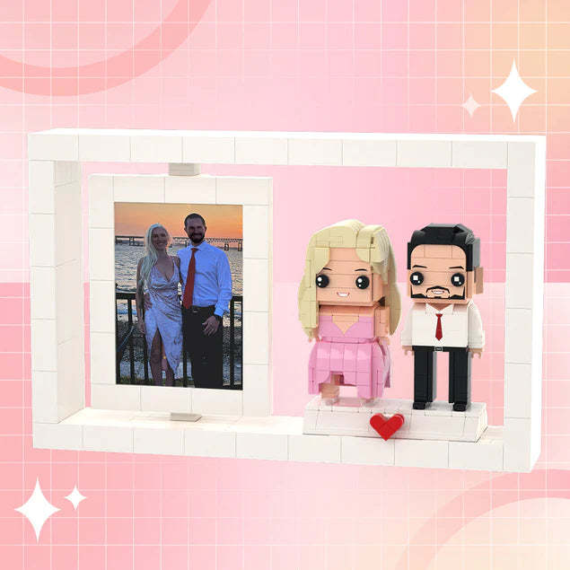 Souvenirs Personnalisables Pour 2 Personnes, Figurines En Brique Personnalisées, Cadre Photo, Petit Bloc De Particules, Figurines Me, Cadeaux Personnalisés - mademinefr