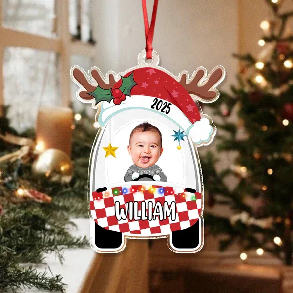 Décoration De Voiture En Acrylique Avec Photo Personnalisée Pour Bébé Et Premier Noël - MaPhotocaleconFr