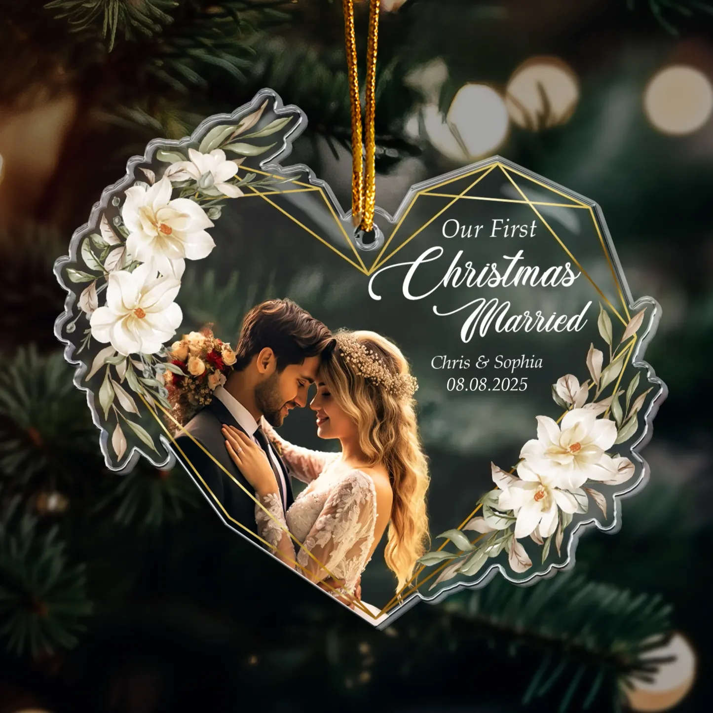 Décoration Photo Personnalisée En Acrylique, Notre Premier Noël Ensemble, Cadeau Idéal Pour Un Amoureux, Un Mari, Une Femme Ou Une Famille - MaPhotocaleconFr