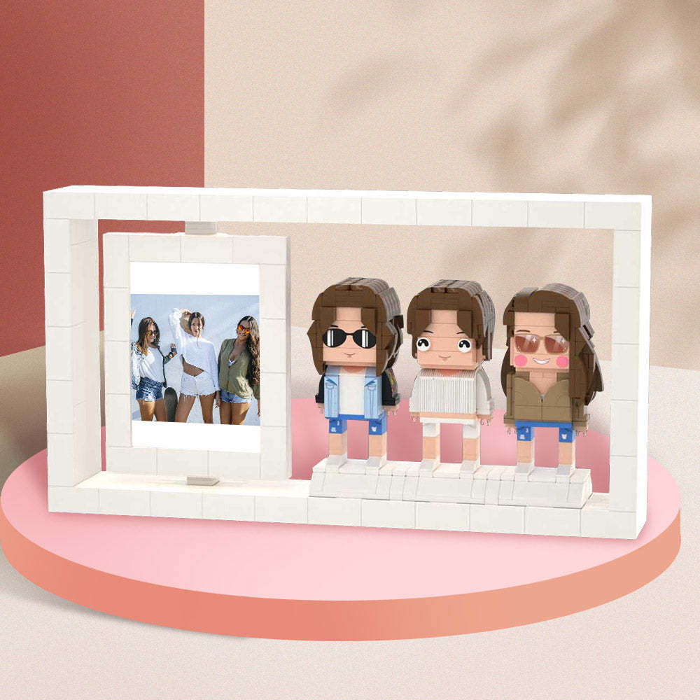 Cadeaux Pour Copines Corps Complet Personnalisable 3 Personnes Figurines En Brique Personnalisées Cadre Photo Petit Bloc De Particules - mademinefr