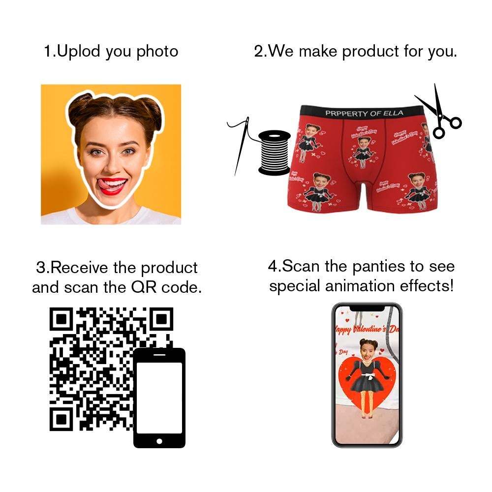 Photo Personnalisée Boxer Noël Wapiti Visage Sous-vêtements Hommes Sous-vêtements Couple Cadeaux Cadeau De Noël Vue Ar - mademinefr