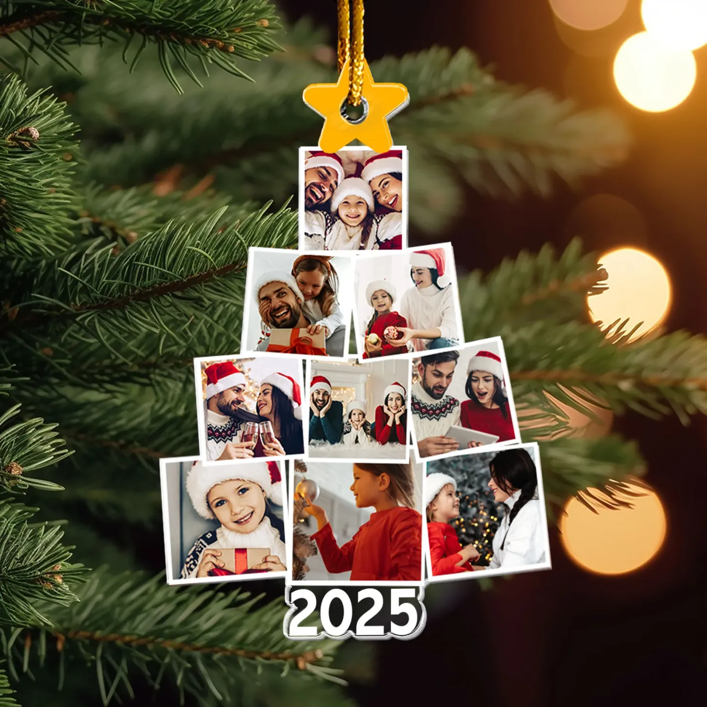 Décoration De Noël Personnalisée Avec Photo De Famille, En Acrylique, En Forme De Sapin De Noël, Cadeau Idéal Pour Les Membres De La Famille. - MaPhotocaleconFr