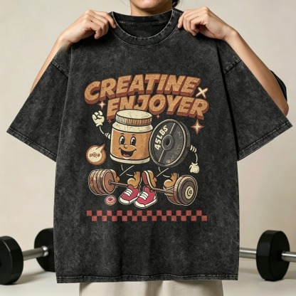 Creatine Enjoyer Acid Wash Oversize Tee