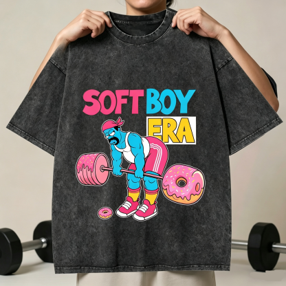 SOFT BOY Unisex Washed Crew Neck Short Sleeve T-Shirt