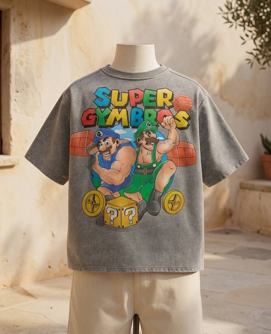 Gymbros Acid Wash Oversize Tee