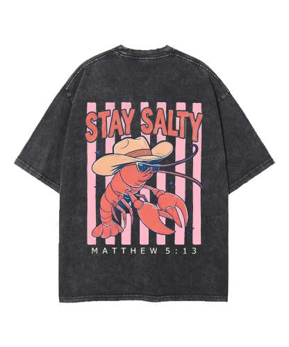Stay Salty Double Sided Unisex Washed Christian T-shirt