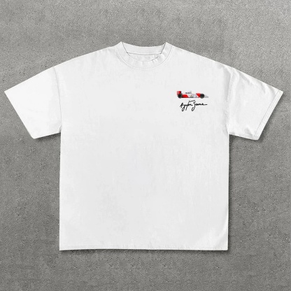 Casual Retro Street Car Printed Short Sleeve Crew Neck T-Shirt 105