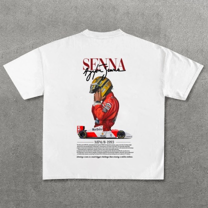 Casual Retro Street Car Printed Short Sleeve Crew Neck T-Shirt 105