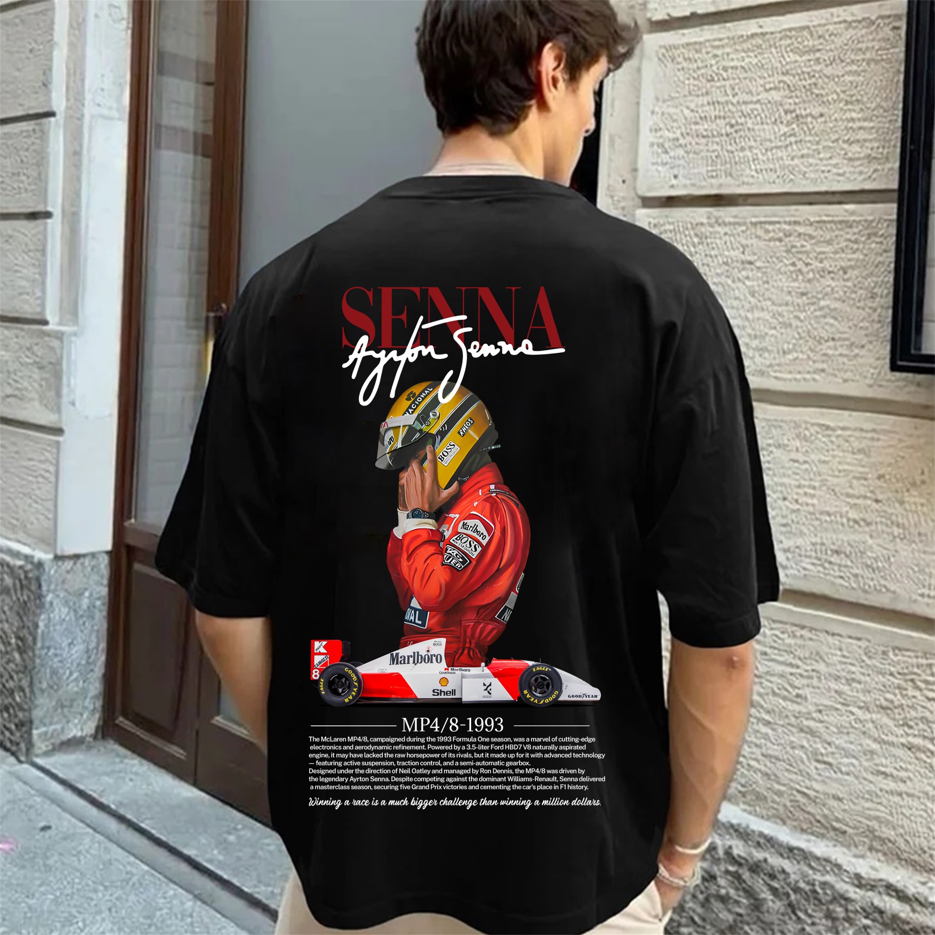 Casual Retro Street Car Printed Short Sleeve Crew Neck T-Shirt 105