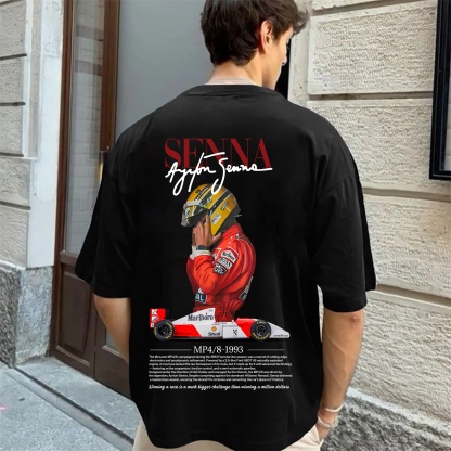 Casual Retro Street Car Printed Short Sleeve Crew Neck T-Shirt 105