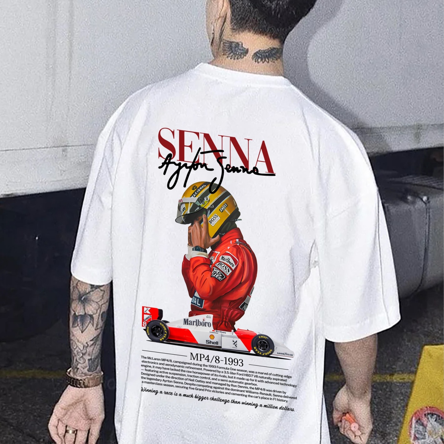 Casual Retro Street Car Printed Short Sleeve Crew Neck T-Shirt 105