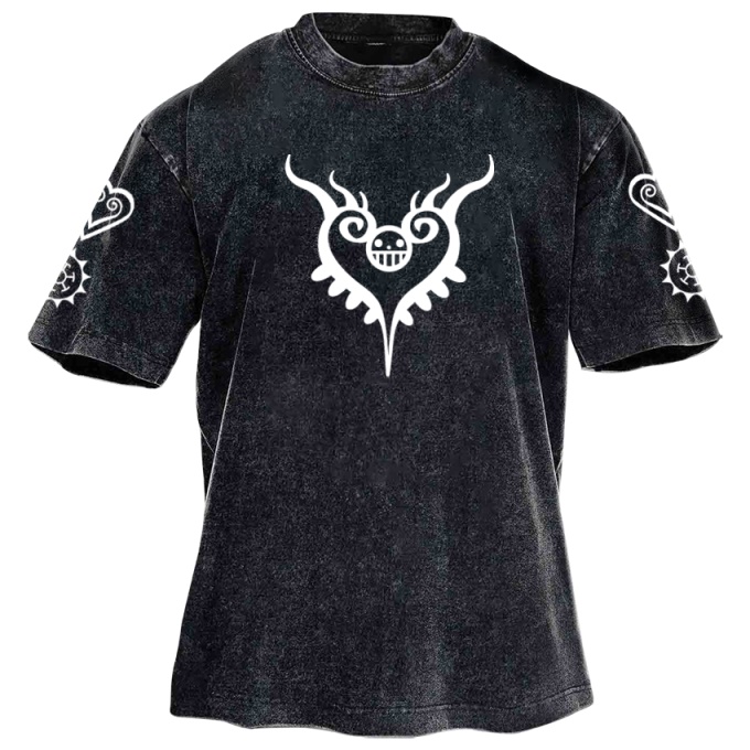 Classic Popular Anime Print Retro Washed Short Sleeves 02