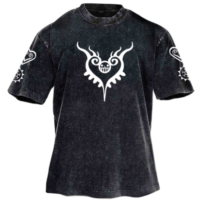 Classic Popular Anime Print Retro Washed Short Sleeves 02