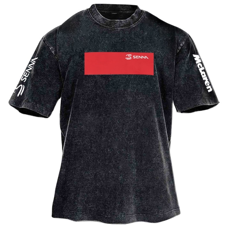 Popular Racing Driver Print Washed Retro Casual T-Shirt 02